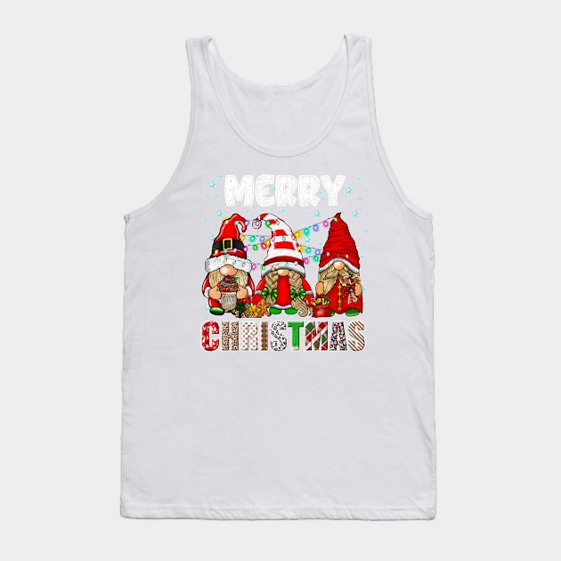 Merry Christmas Gnome Family Funny Xmas Tree Women Men Kids Tank Top by JennyArtist